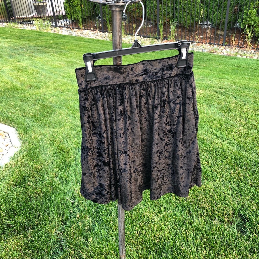 Black velvet skater skirt